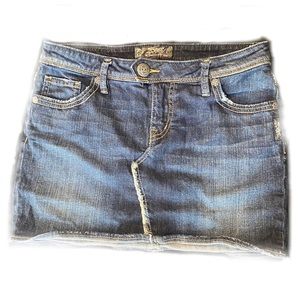Dark blue denim mini skirt